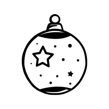 Süslü Noel ağacı oyuncağı. Beyaz arka planda izole edilmiş basit bir Xmas topu. Vektör illüstrasyonu