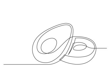 Avokado 'nun birkaç yarısının beyaz arka planda izole edilmiş hali devam ediyor. Basit bir meyve silueti. Avokado 'nun el çizimi. Vektör illüstrasyonu