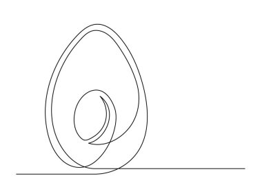 Avokadonun bir satırı beyaz arka planda izole edilmiş. Basit bir meyve silueti. Avokado 'nun el çizimi. Vektör illüstrasyonu