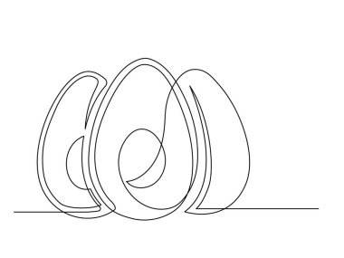 Avokado 'nun birkaç yarısının beyaz arka planda izole edilmiş hali devam ediyor. Basit bir meyve silueti. Avokado 'nun el çizimi. Vektör illüstrasyonu
