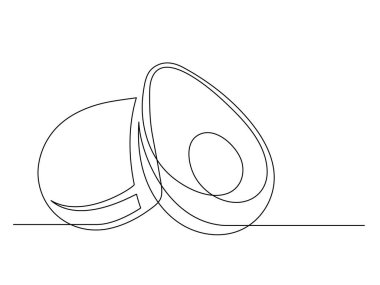 Avokado 'nun birkaç yarısının beyaz arka planda izole edilmiş hali devam ediyor. Basit bir meyve silueti. Avokado 'nun el çizimi. Vektör illüstrasyonu