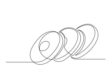 Beyaz arka planda izole edilmiş dilimlenmiş muz çizgileri. Basit bir dilimlenmiş meyve silueti. Elle çizilmiş muz taslağı. Vektör illüstrasyonu