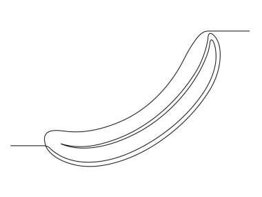 Aralıksız açık muz çizgisi beyaz arkaplanda izole edilmiş. Basit bir meyve silueti. Elle çizilmiş muz taslağı. Vektör illüstrasyonu