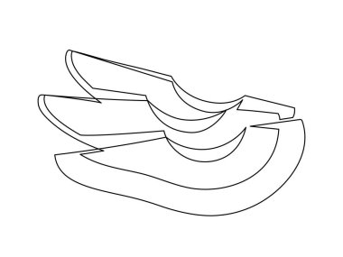 Beyaz arka planda birkaç yarım avokado hattı var. Basit bir meyve silueti. Avokado 'nun el çizimi. Vektör illüstrasyonu