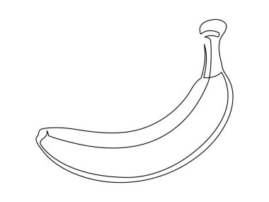 Beyaz arka planda tek bir muz hattı izole edilmiş. Basit bir meyve silueti. Elle çizilmiş muz taslağı. Vektör illüstrasyonu
