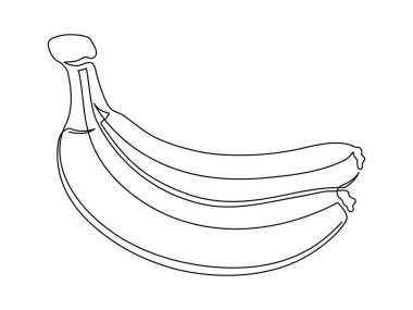 Beyaz arka planda izole edilmiş muz dalı hattı. Basit bir meyve silueti. Elle çizilmiş muz taslağı. Vektör illüstrasyonu