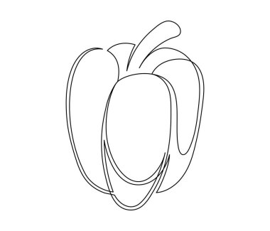 Beyaz arka planda tek bir dolma biber hattı izole edilmiş. Basit bir sebze silueti. El çizimi dolma biber taslağı. Vektör illüstrasyonu