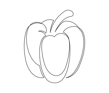 Beyaz arka planda tek bir dolma biber hattı izole edilmiş. Basit bir sebze silueti. El çizimi dolma biber taslağı. Vektör illüstrasyonu