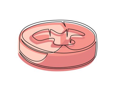 Dilimlenmiş kırmızı biber çizgisi beyaz arka planda izole edilmiş. Basit bir sebze silueti. El çizimi kırmızı biber ana hatları. Vektör illüstrasyonu