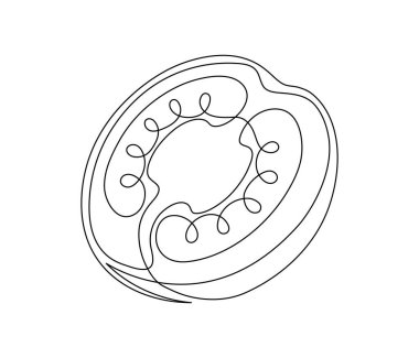 Domates yarımları beyaz arka planda izole edilmiş. Basit sebze silueti. El çizimi domates çizimi. Vektör illüstrasyonu