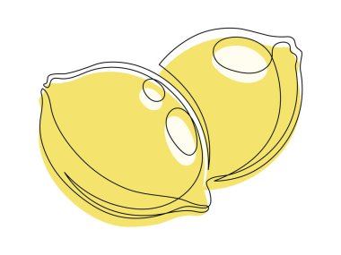 Beyaz arka planda izole edilmiş birkaç sarı limon. Turunçgil meyvelerinin basit silueti. Elle çizilmiş limon taslağı. Vektör illüstrasyonu