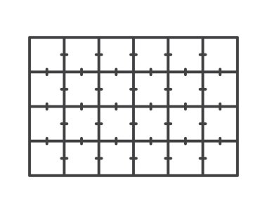 Beyaz arkaplanda izole edildikten sonra döşeme ana hatları simgesi. Duvardaki fayans deseni, basit şekil. Vektör illüstrasyonu