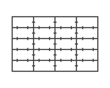 Beyaz arkaplanda izole edildikten sonra döşeme ana hatları simgesi. Duvardaki fayans deseni, basit şekil. Vektör illüstrasyonu