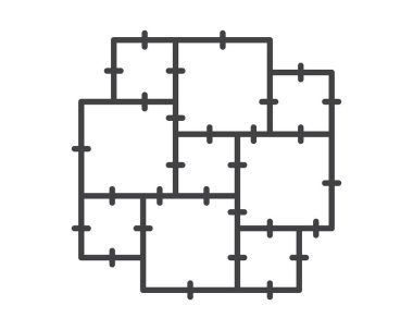 Beyaz arkaplanda karo duvar çizgisi simgesi izole edildi. Banyo, mutfak ve diğerleri için dekoratif fayanslar döşemek. Vektör illüstrasyonu