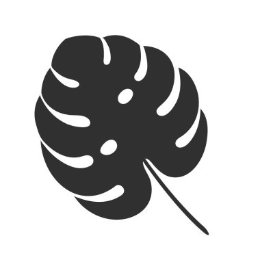 Beyaz arka planda izole edilmiş canavar yaprağı. Siyah canavar yaprağı silueti. Tropikal ağaç. Vektör illüstrasyonu