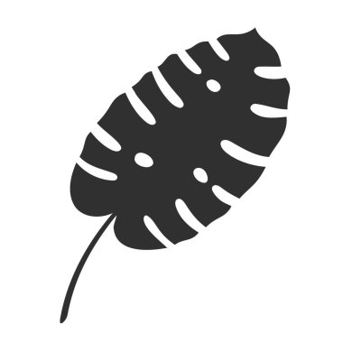 Beyaz arka planda izole edilmiş canavar yaprağı. Siyah canavar yaprağı silueti. Tropikal ağaç. Vektör illüstrasyonu