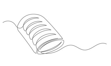 Bun beyaz arka planda izole edilmiş bir çizgi. Fırın sembolü sanat çizimi. Çörek tasarımı taslağı. Düzenlenebilir felç. Vektör illüstrasyonu