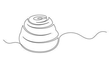 Çörek tarçını beyaz arka planda sürekli izole edilmiş. Fırın sembolü sanat çizimi. Çörek tasarımı taslağı. Düzenlenebilir felç. Vektör illüstrasyonu