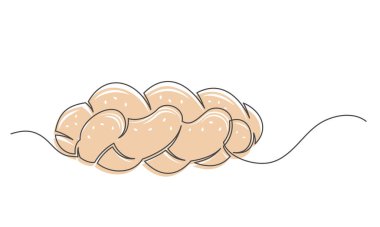 Bun beyaz arka planda izole edilmiş bir çizgi. Fırın sembolü sanat çizimi. Çörek tasarımı taslağı. Düzenlenebilir felç. Vektör illüstrasyonu