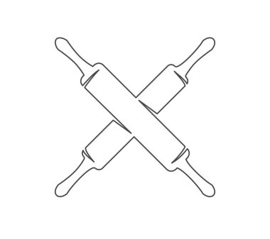 Yuvarlanan raptiyeler beyaz arkaplanda izole edilmiş bir çizgi simgesi. Fırın sembolü sanat çizimi. Yuvarlanan raptiyeler tasarım taslağı. Düzenlenebilir felç. Vektör illüstrasyonu