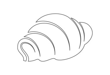 Kruvasan beyaz arka planda izole edilmiş bir çizgi simgesi. Fırın sembolü sanat çizimi. Kruvasan tasarım taslağı. Düzenlenebilir felç. Vektör illüstrasyonu