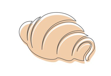 Kruvasan beyaz arka planda izole edilmiş bir çizgi simgesi. Fırın sembolü sanat çizimi. Kruvasan tasarım taslağı. Düzenlenebilir felç. Vektör illüstrasyonu