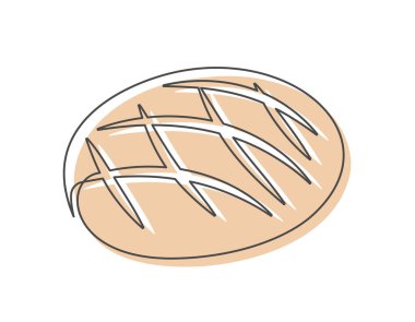 Ekmek sürekli bir çizgi simgesi beyaz arkaplanda izole. Fırın sembolü sanat çizimi. Ekmek tasarımı taslağı. Düzenlenebilir felç. Vektör illüstrasyonu