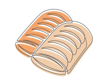 Çörekler beyaz arkaplanda izole edilmiş bir çizgi ikonu. Fırın sembolü sanat çizimi. Çörek tasarımı taslağı. Düzenlenebilir felç. Vektör illüstrasyonu