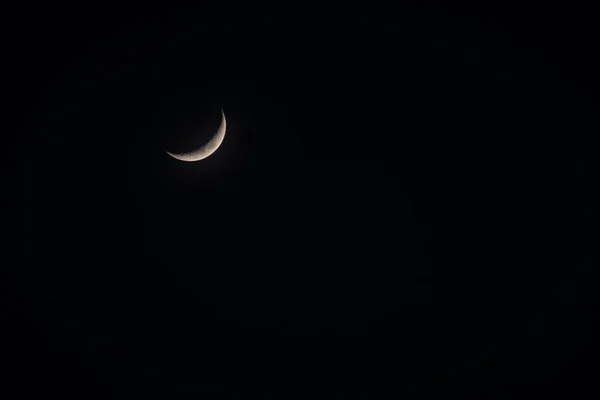 Crescent Moon Moonless Night — Stock Photo, Image