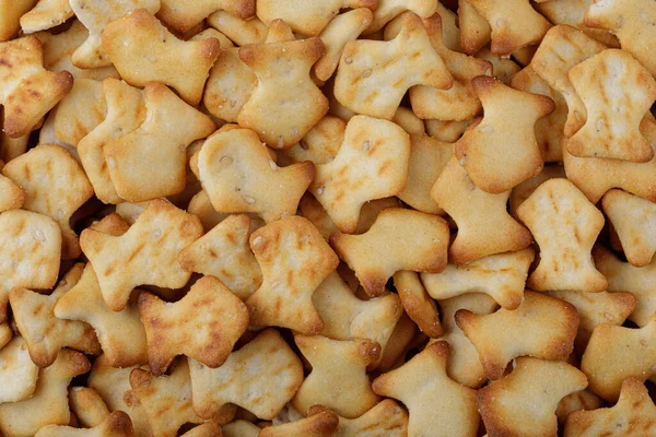 Flat Lay Delicious Goldfish Crackers Tasty Treat Copy Space — Foto de Stock