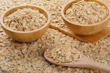 Sağlıklı bir Whole Grain Yuvarlanmış Yulaf 'ın arka planını kapat.