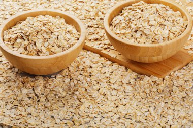 Sağlıklı bir Whole Grain Yuvarlanmış Yulaf 'ın arka planını kapat.