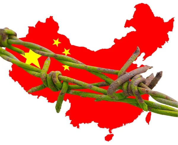 中国地図Covid 19の中国のロックダウンを示す — ストック写真