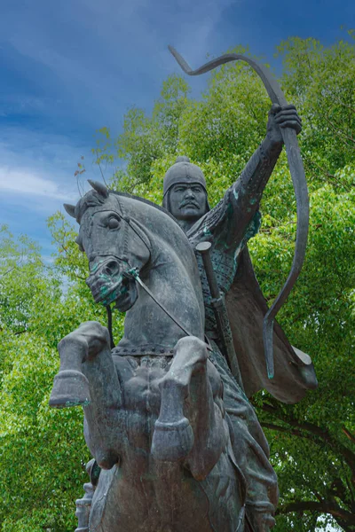 Statue of a Chinese warrior, Fubo Hill also known as Wave-Subduing Hill Guilin China