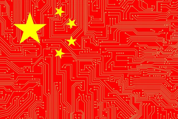 Illustration Circuit Board Chinese Flag Show Technology China — Foto Stock