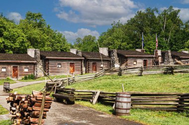 Outside view of the Kentucky historical state park of Fort Boonesborough, Kentucky, USA