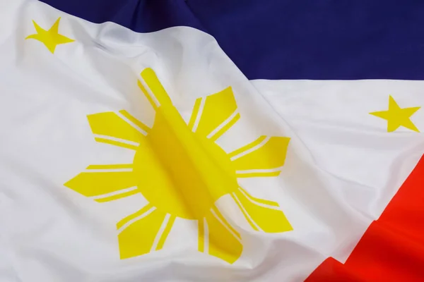 Close Philippine Flag Showing Famous Sun Stars Copy Space — Stock Photo, Image