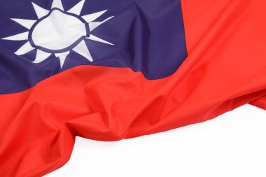 Close up of the offical Taiwan Flag with white background and copy space