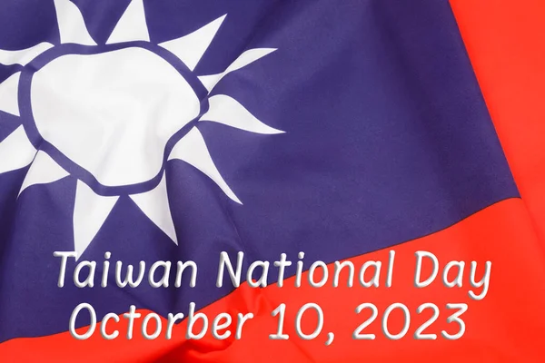 Close Offical Taiwan Flag Reading Taiwan National Day — Stock Photo, Image