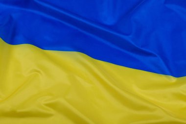 Close up of the Ukraine national flag with copy space