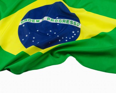 Close up of the official Brazillian Flag with copy space