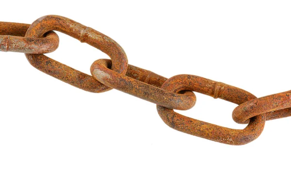 Close Old Rusting Chain Isolated Black Background — Stock Photo, Image