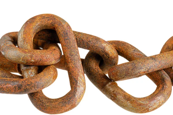 Close Old Rusting Chain Isolated White Background — Stock Photo, Image