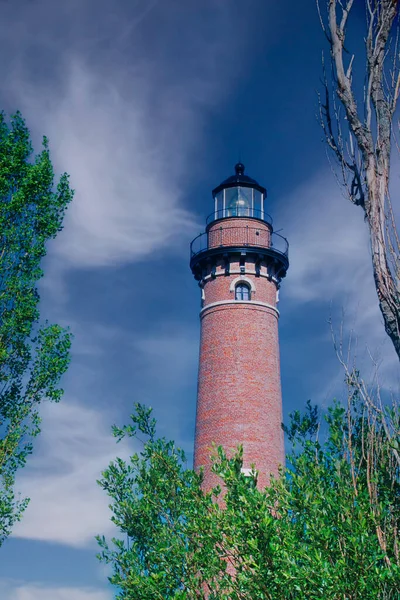 小索布特灯塔 Little Sable Point Light 是一座灯塔 位于美国密歇根州五水半岛以南 — 图库照片