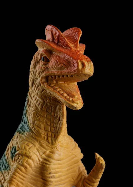 Toy Allosaurus Dinosuar Lived Jurassic Period Isolated Black Background Copy — Stock Photo, Image