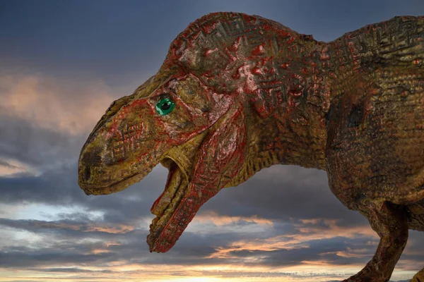 Plastic Toy Tyrannosaurus Rex Dinosaur Isolated White Background Copy Space — Stock Photo, Image