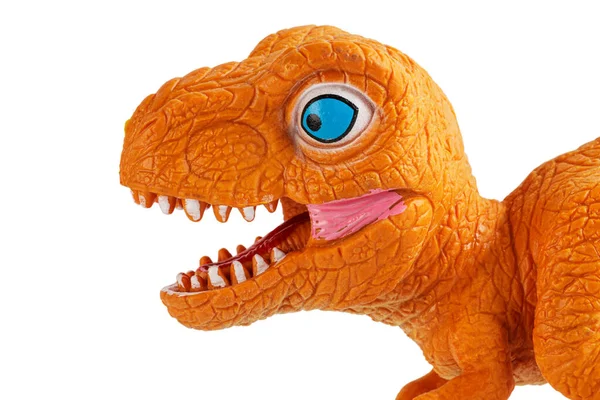 Egy Műanyag Játék Dinoszaurusz Izolált Fehér Alapon Másolási Hely — Stock Fotó