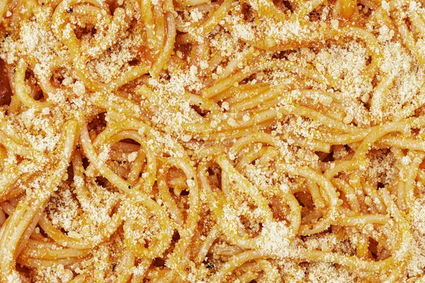 Згорніть Тарілку Смачного Сиру Spaghetti Parmesan Ізольовану Копіюванням Простору — стокове фото