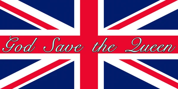 Bandeira Oficial Reino Unido Grã Bretanha Com Slogan God Queen — Fotografia de Stock