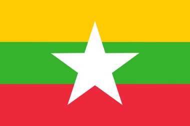 Myanmar bayrağının resmi olarak Myanmar Cumhuriyeti olarak bilinen bir tasviri.